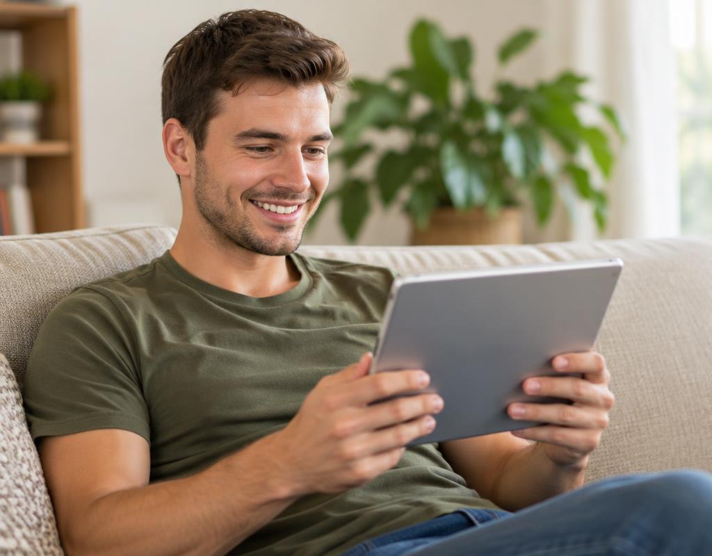 Profissional usando um tablet em casa